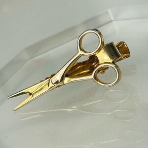 Vintage Hong Kong Gold Toned Scissor Clip 2”